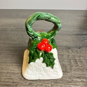 Vintage Lefton Christmas Bell 1970 1971 Holly Berries 3.5 Inch
